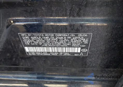 2007 Lexus Es 350 из США, поврежденный, VIN JTHBJ46GX72018696